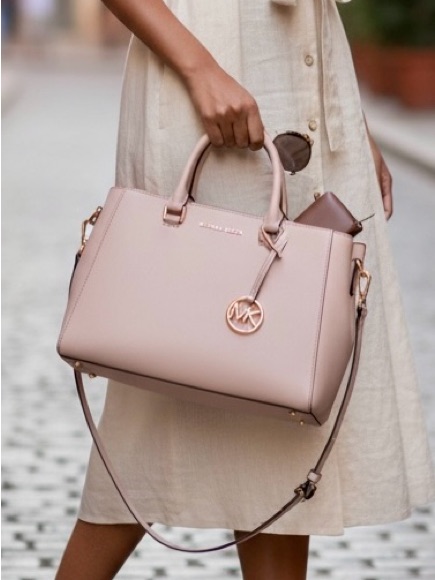 Michael Kors Nude/Blush Pink Saffiano Satchel With Gold Hardware